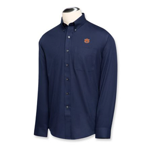 Auburn Tigers Men's LS Epic Easy Care Fine Twill Shirt - Navy Blue